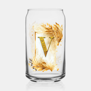 Golden Monogram V Decorated Frame  Can Glass