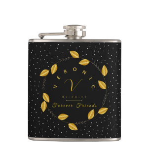 Golden Monogram Wreath – Forever Friends Flask