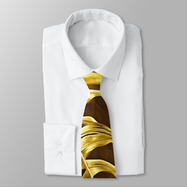 Golden monstera Neck Tie (Tied)