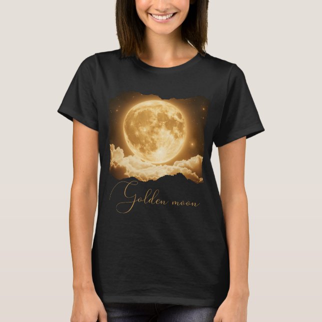 Golden moon against the background of clouds and s T-Shirt (Front)