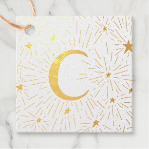 Golden moon and stars foil favor tags