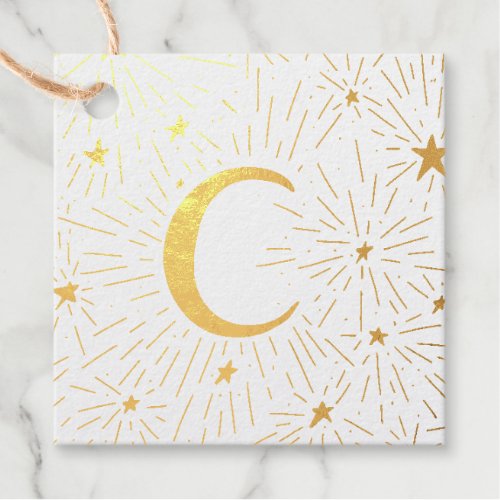 Golden moon and stars foil favor tags