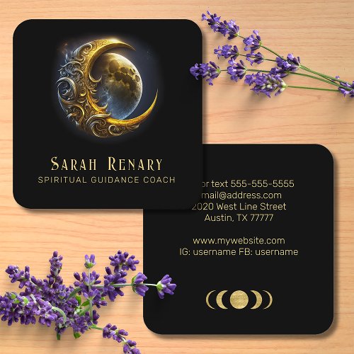 Golden Moon Astrology Teacher Coach Spiritual Square Business Card