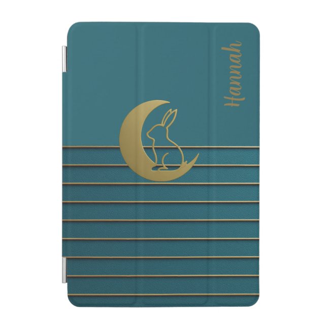 Golden Moon & Bunny on Teal iPad Smart Cover (Front)