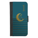 Golden Moon &amp; Bunny on Teal Wallet Case