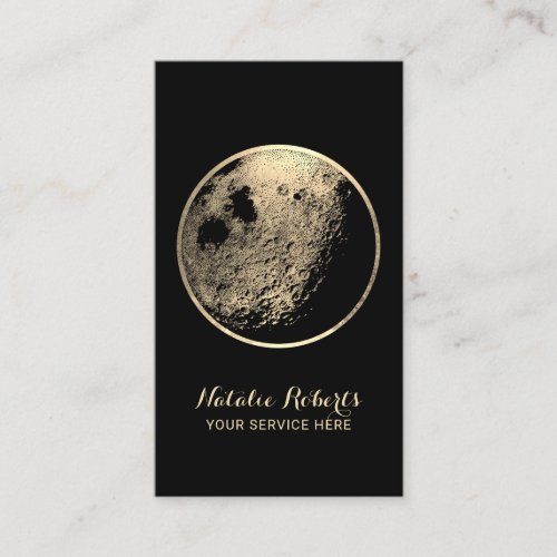 Golden Moon Elegant Black  Gold Beauty Salon Business Card