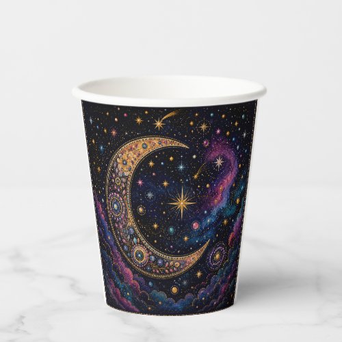 Golden Moon & Galaxy Paper Cups