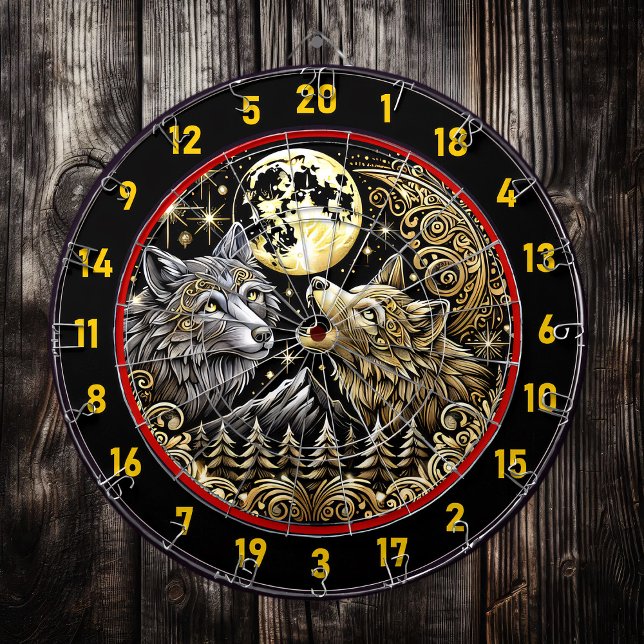 Golden Moon Highlights Wolf’s Wild Spirit Dart Board (Creator Uploaded)