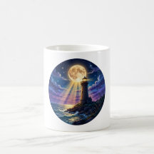 Golden Moon Lighthouse Seascape Coffee Mug