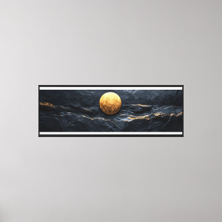 Golden Moon on Dark Marble Canvas Print