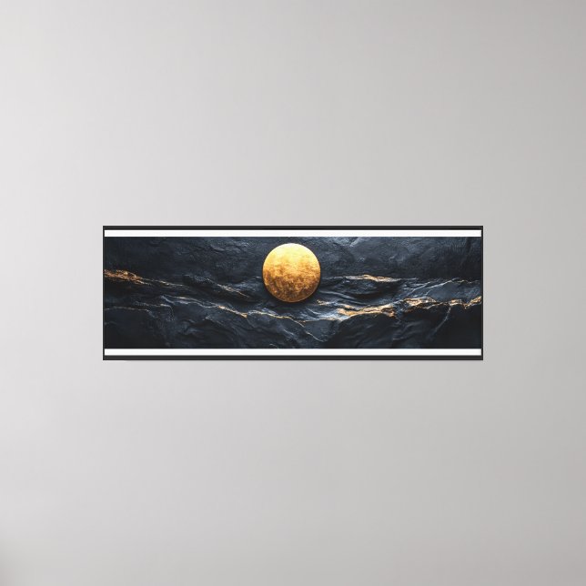 Golden Moon on Dark Marble Canvas Print (Front)