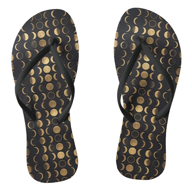 Golden Moon Phases – Celestial Alchemy Flip Flops (Footbed)