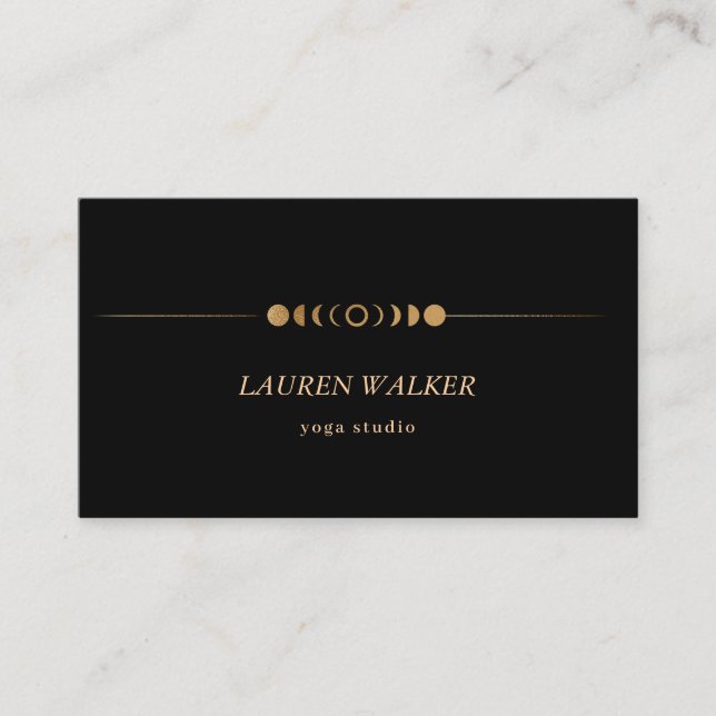 Golden Moon Phases Yoga Studio Business Card (Front)