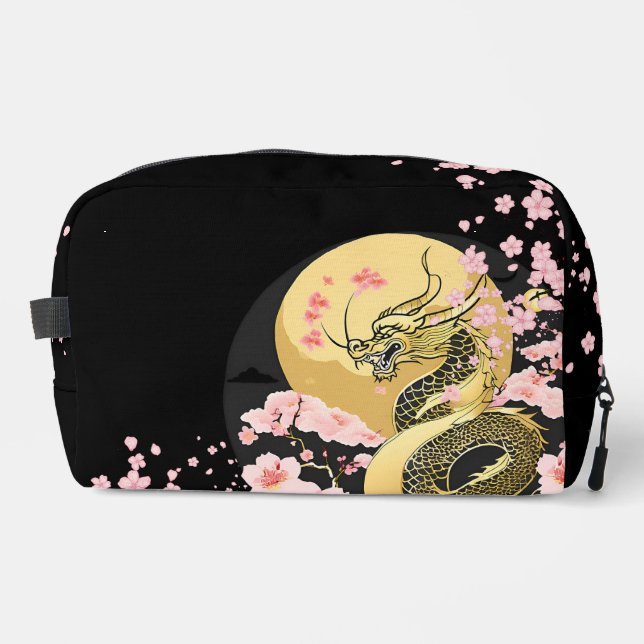 Golden Moon Sakura Dragon Print Cut Sew Bag (Front)