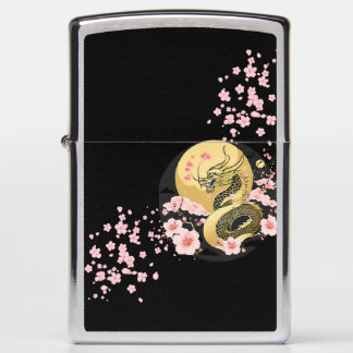 Golden Moon Sakura Dragon Zippo Lighter