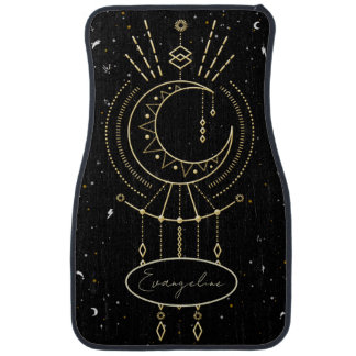 Golden Moon with Sacred Geometry Personalized Car Floor Mat