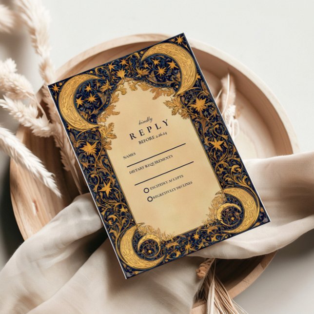 Golden Moonlit Baroque Wedding RSVP Card (Creator Uploaded)