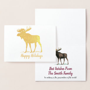 Golden Moose Holiday Wilderness Christmas Foil Card