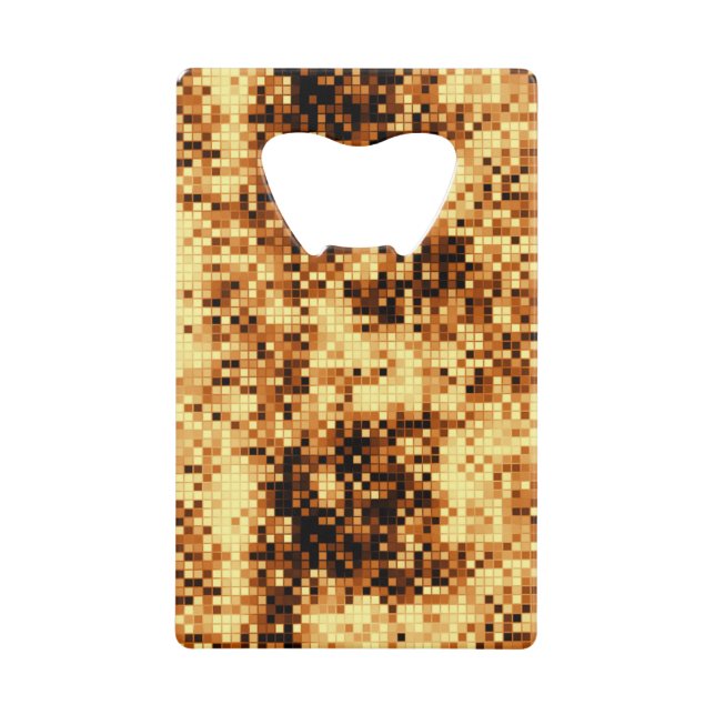 Golden Mosaic Abstract Pattern Credit Card Bottle Opener (Front)