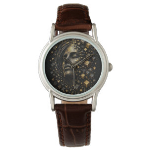 Golden Mosaic Dream – 3D Abstract Face Watch