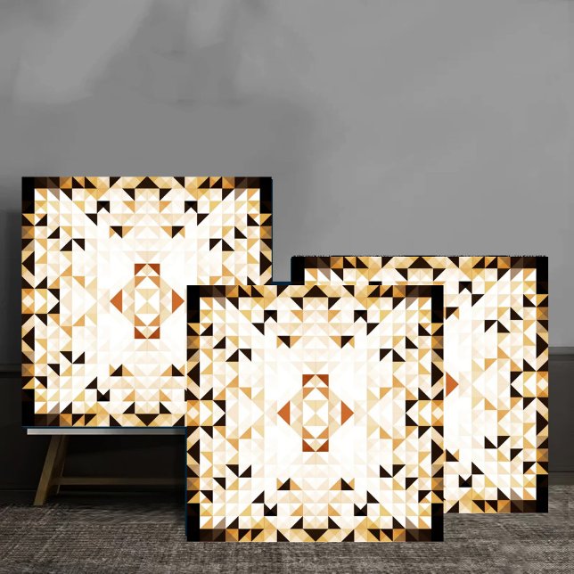 Golden Mosaic Geometric Abstract Ceramic Tile (Creator Uploaded)