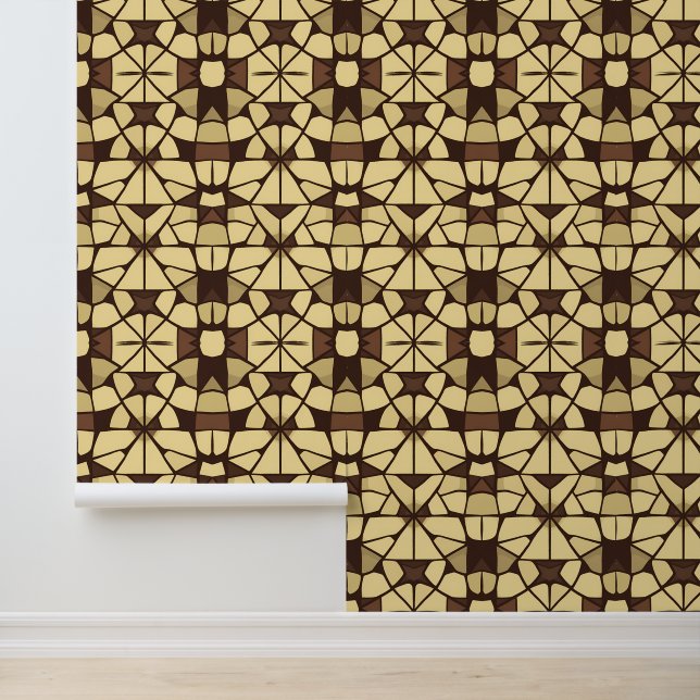 Golden Mosaic: Geometric Luxe Pattern Wallpaper (Application)