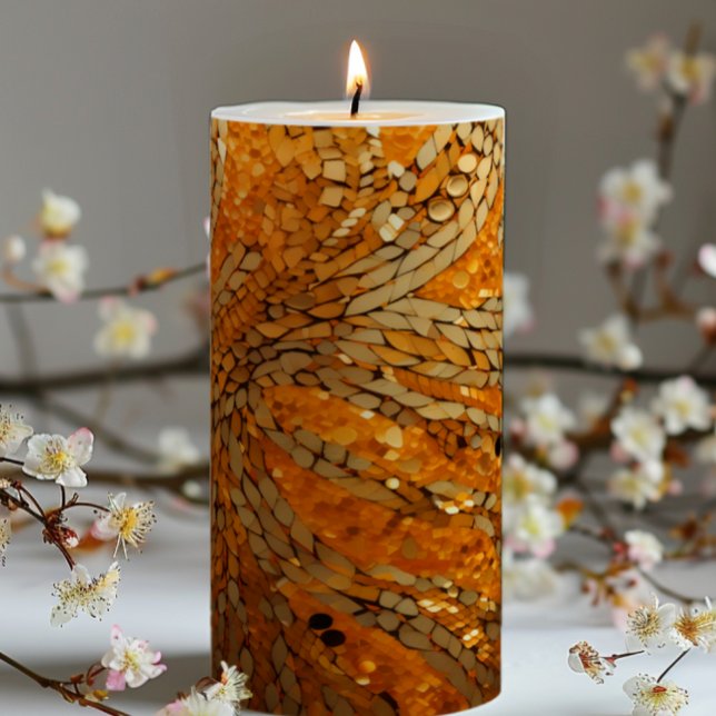 Golden Mosaic Pillar Candle (Creator Uploaded)