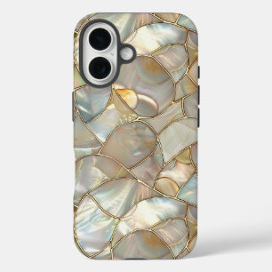 Golden Mosaic Style Mother of Pearl Protective iPhone 16 Case