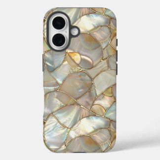 Golden Mosaic Style Mother of Pearl Protective iPhone 16 Case