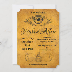 Golden Moth Vintage Pattern Halloween Invitation