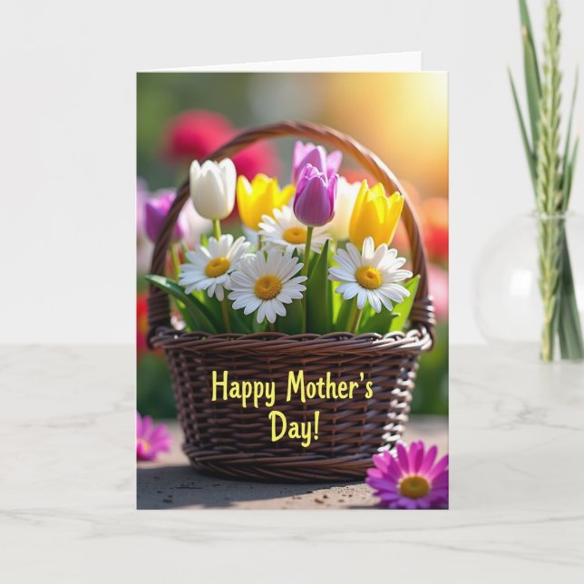 Golden Mothers Day Bouquet Card (Front)