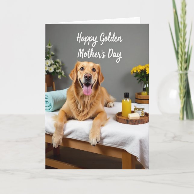 Golden Mothers Day Dog Spa Card (Front)