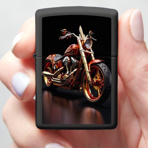 Golden Motorcycle Reflection Zippo Lighter