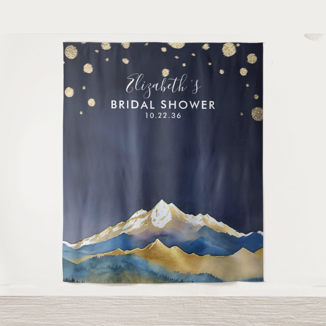 Golden Mountain Bridal Shower Photo Booth Backdrop (Front)