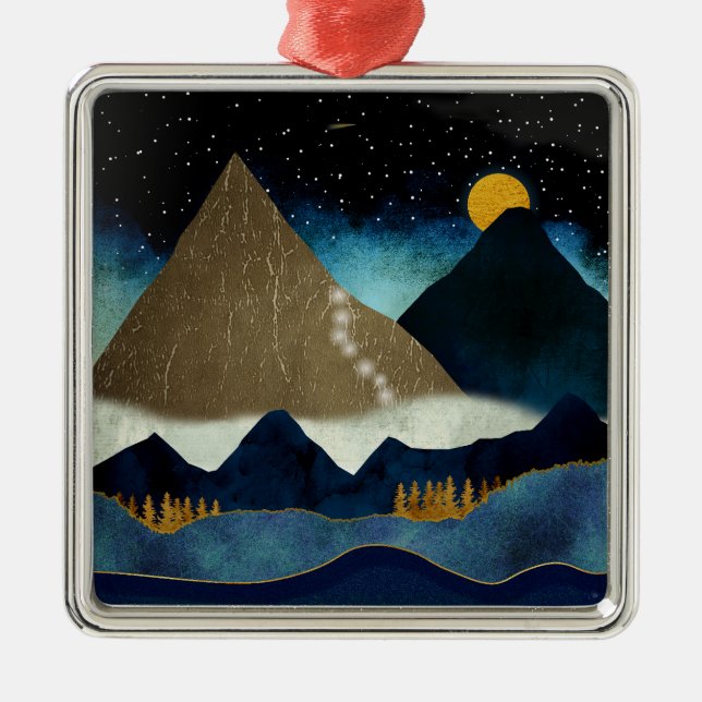 Golden Mountain Climbers Metal Ornament (Front)