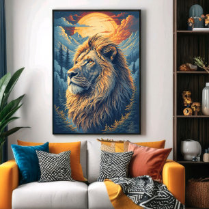 Golden Mountain Lion Poster
