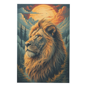 Golden Mountain Lion Wood Wall Art