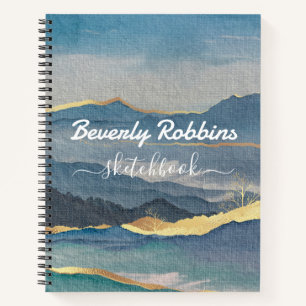 Golden Mountain Personalized Sketchbook Notebook