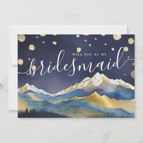 Golden Mountain Will You Be My Bridesmaid Proposal Invitation