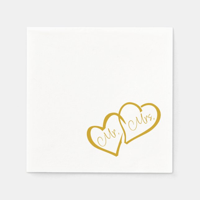 Golden | Mr. Mrs. Modern Monogram Wedding Napkins (Front)