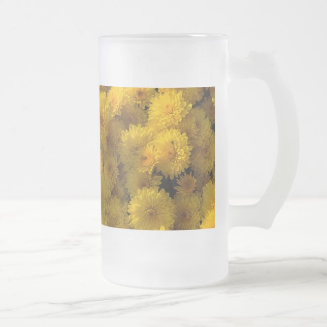 Golden Mums Frosted Glass Beer Mug (Right)