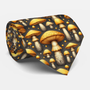 Golden Mushrooms Neck Tie