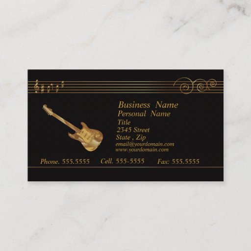 Customizable Golden Music Business Card (multiple)