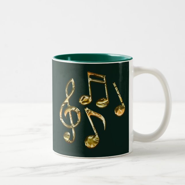 Golden Music Notation Music-Lover Collection Two-Tone Coffee Mug (Right)