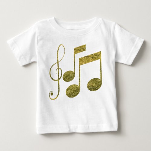 Golden Music Notes Baby T_Shirt