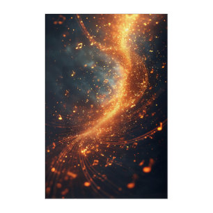 Golden Music Notes Galaxy Spiral Acrylic Print