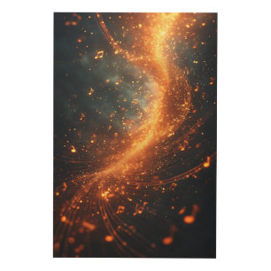 Golden Music Notes Galaxy Spiral Wood Wall Art