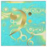 golden music notes in mint fabric