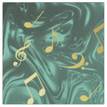 golden music notes in petrol fabric