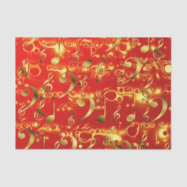 golden music notes in red tissue paper (Front)